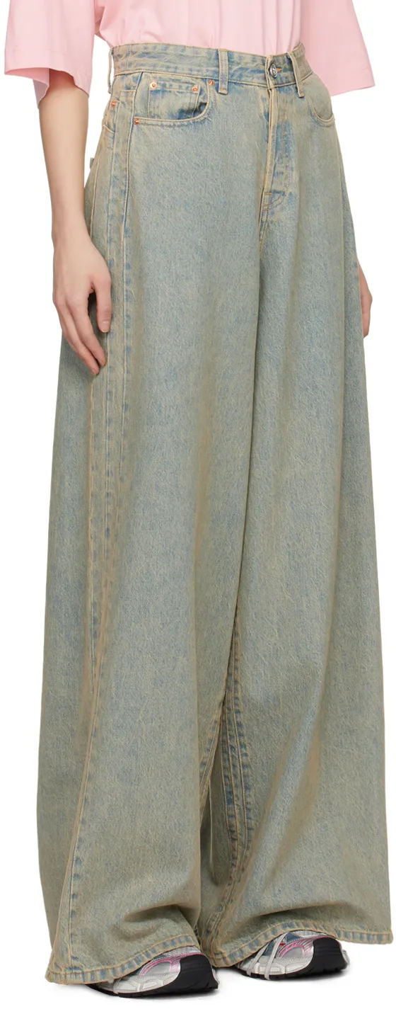 Faded Wide-Leg Jeans