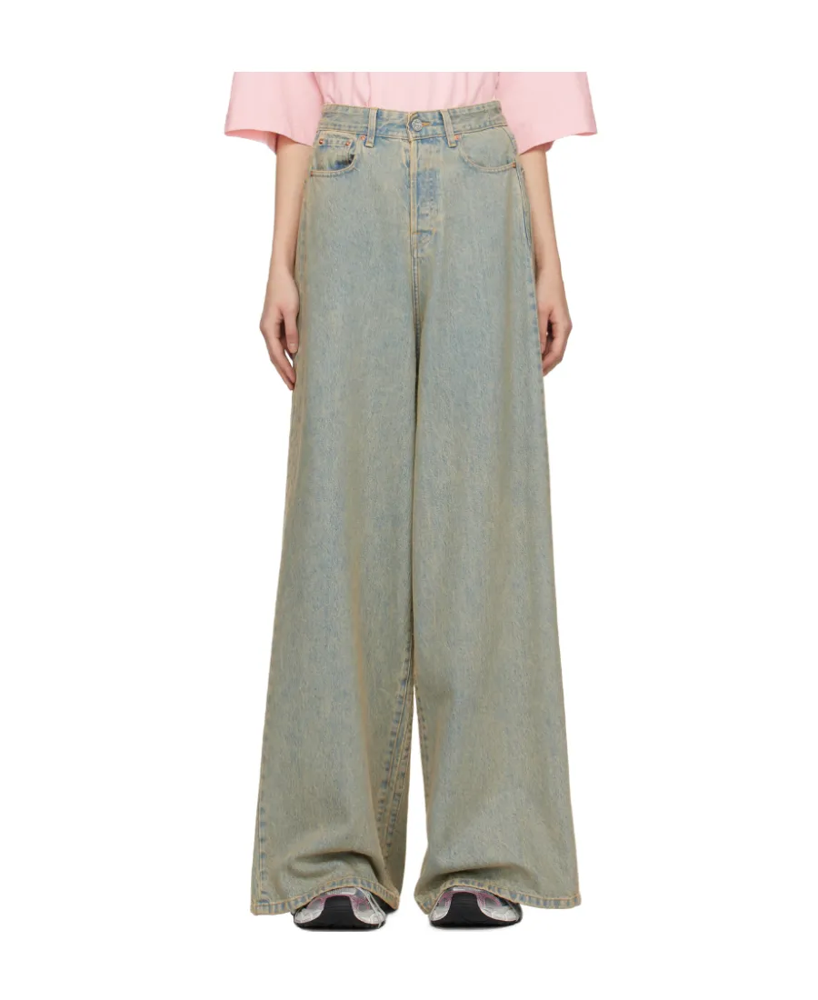 Faded Wide-Leg Jeans