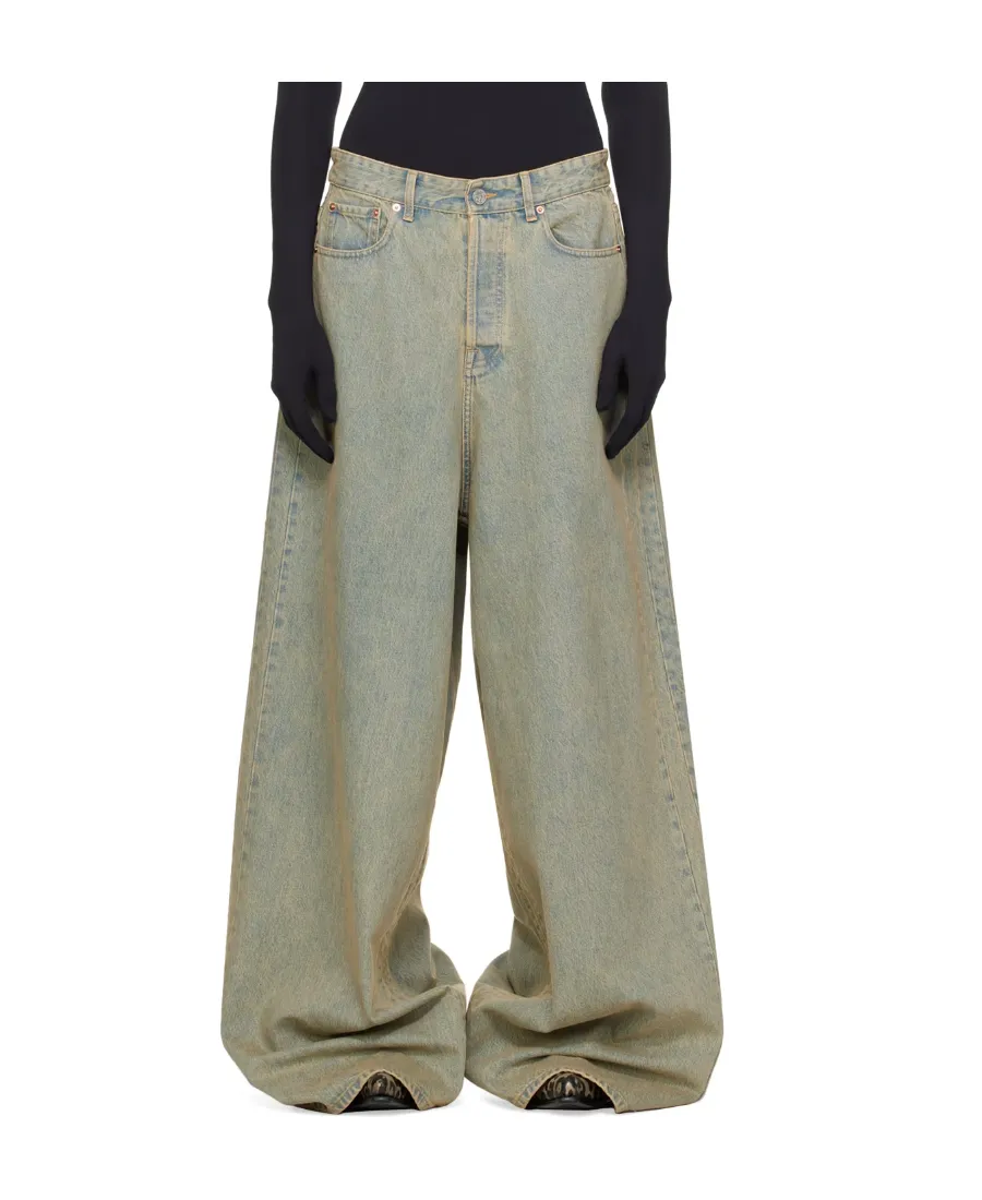 Faded Wide-Leg Jeans