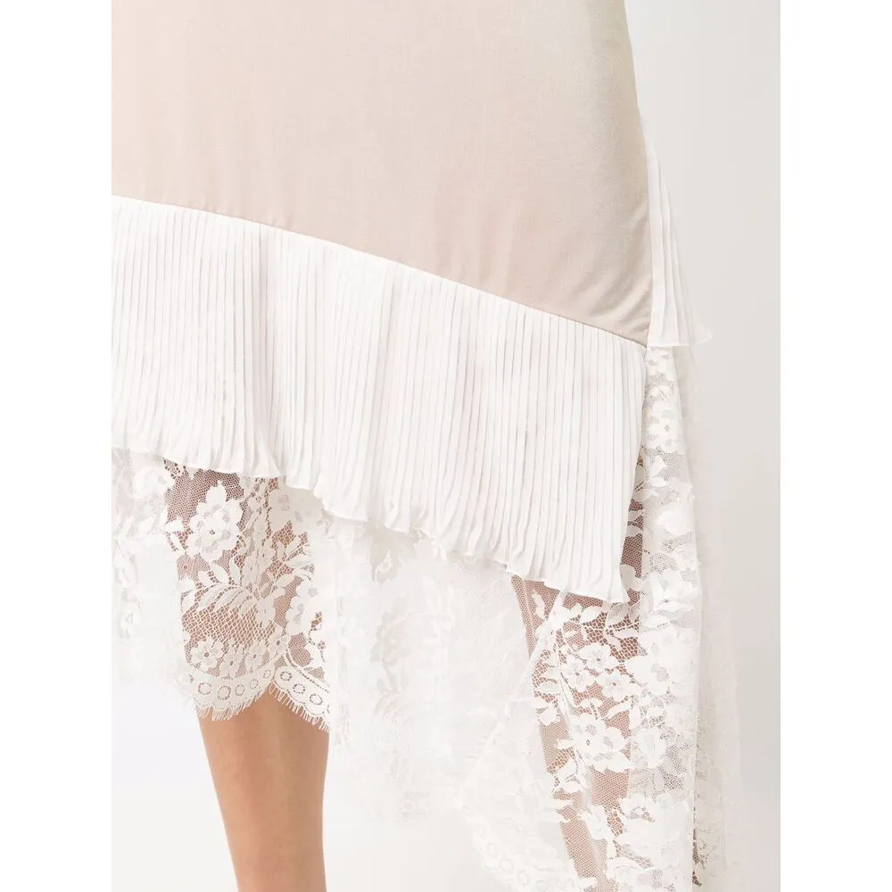 Lace-Panelled Asymmetric Slip Dress
