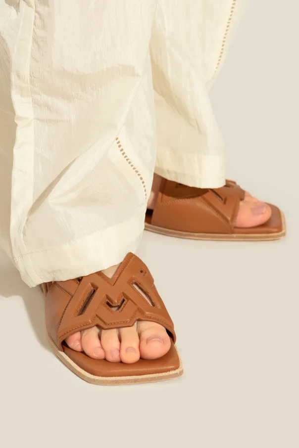 Logo-Debossed Square Open Toe Sandals