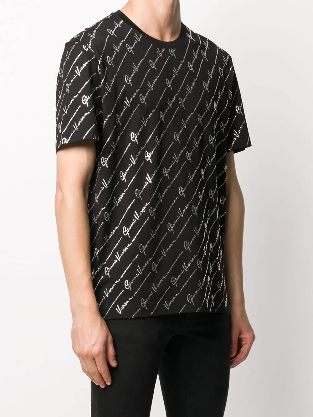 Crystal Decorated Logo Inlaid T-Shirt
