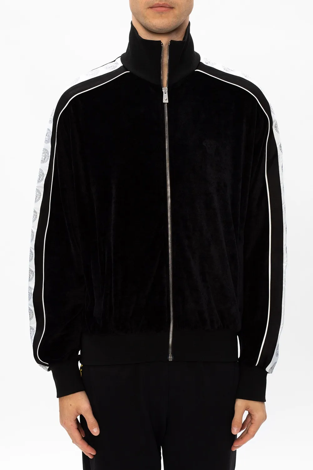 Medusa-Stripe Zipped Sweatshirt