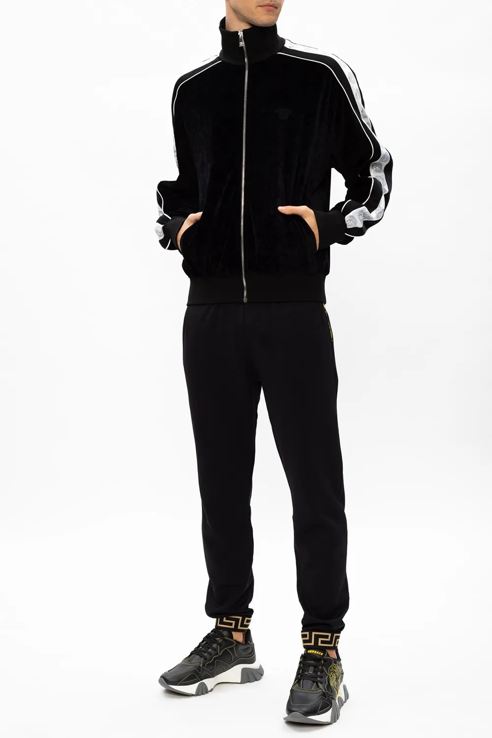 Medusa-Stripe Zipped Sweatshirt