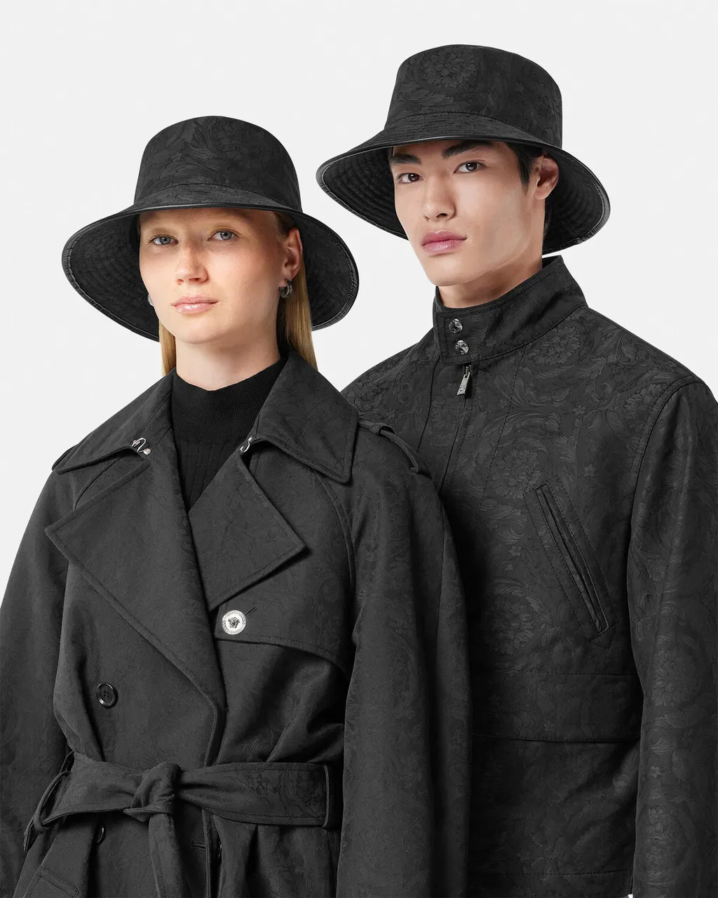 Barocco-Pattern Wide Brim Bucket Hat