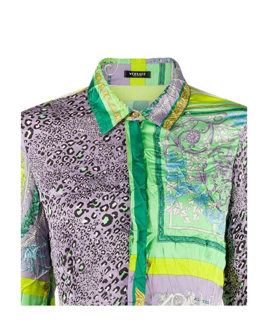 Barocco Patchwork Print Satin Shirt