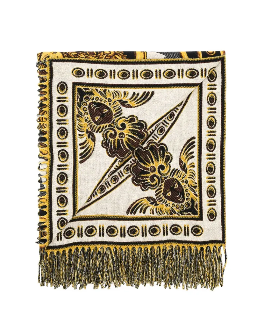 Baroque Patterned Fringed Throw Blanket