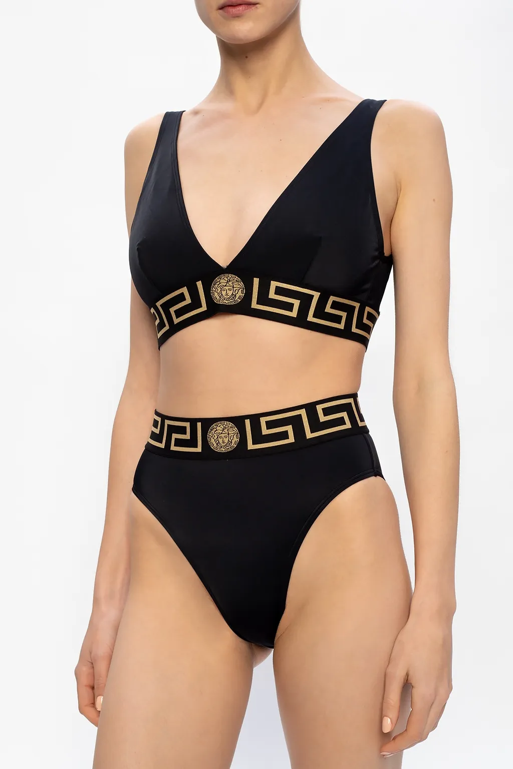 Greca Border High-Waist Swim Briefs