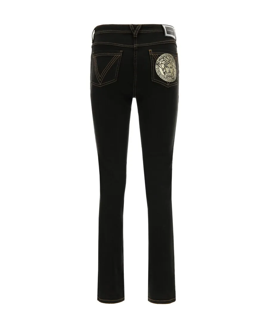 Medusa Motif Skinny Jeans