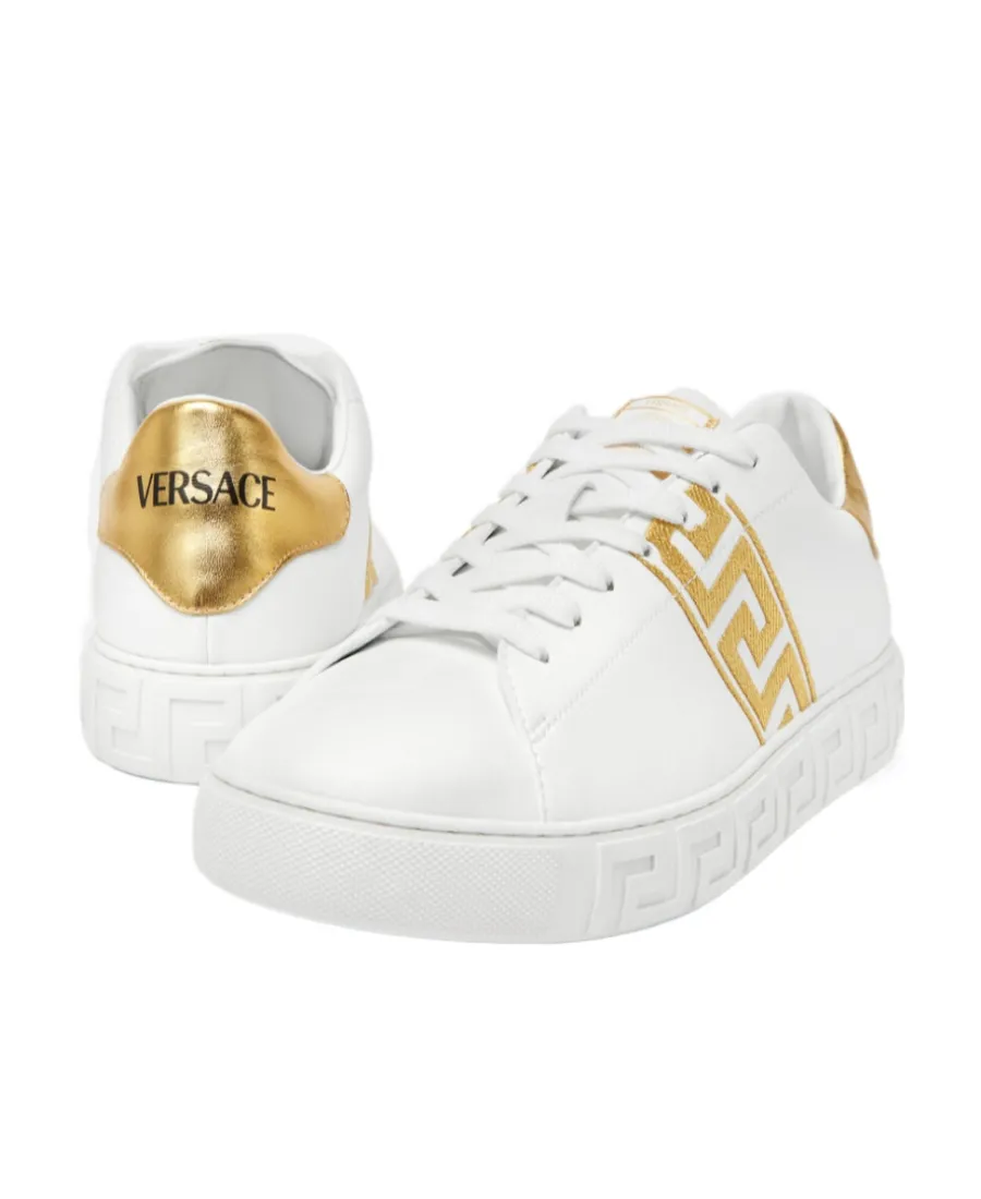 Greca Embroidered Low-Top Sneakers
