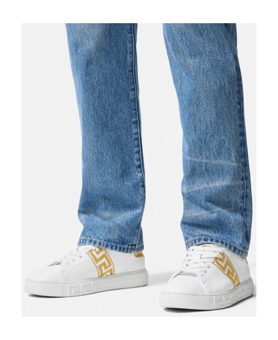 Greca Embroidered Low-Top Sneakers