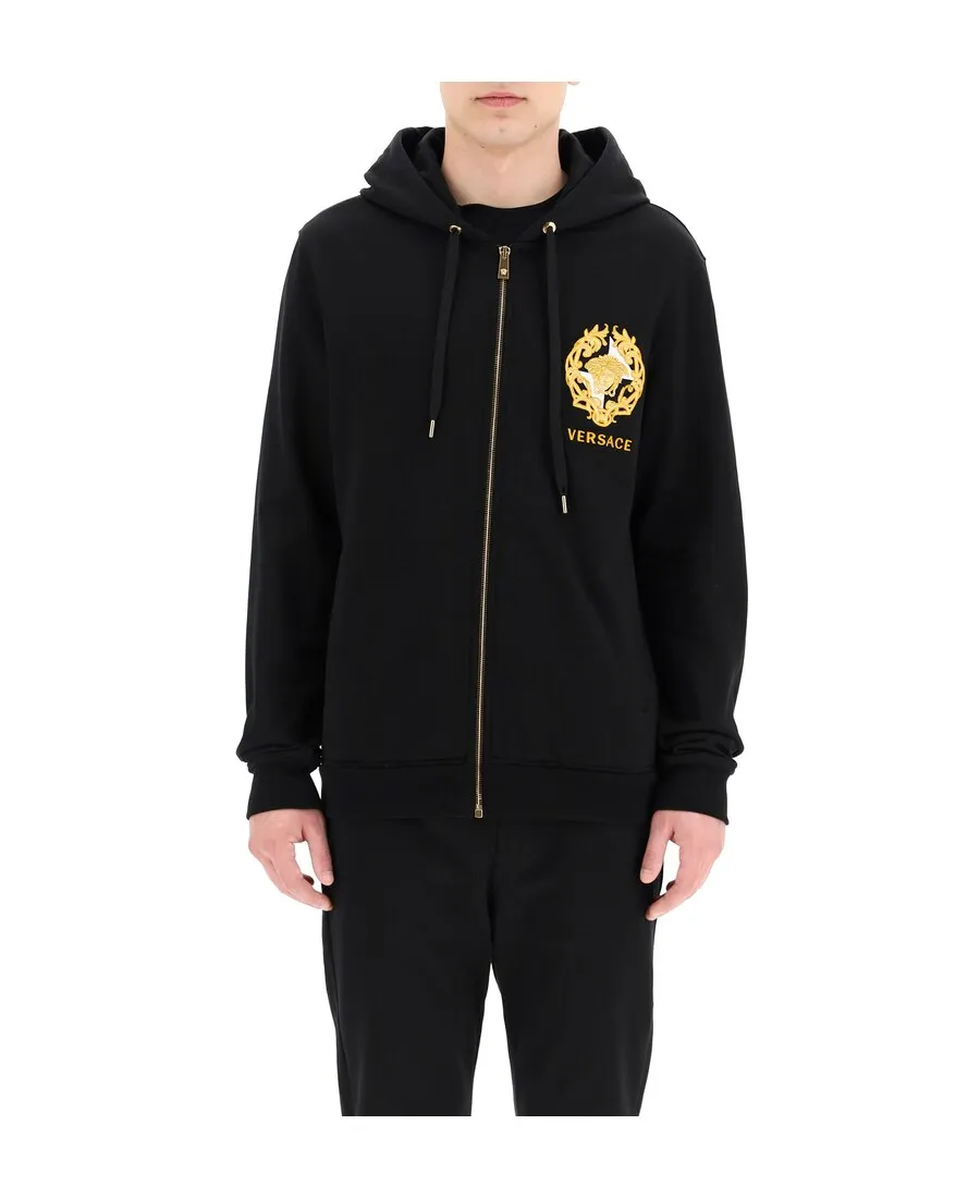 Medusa Print Detail Zip-Up Hoodie