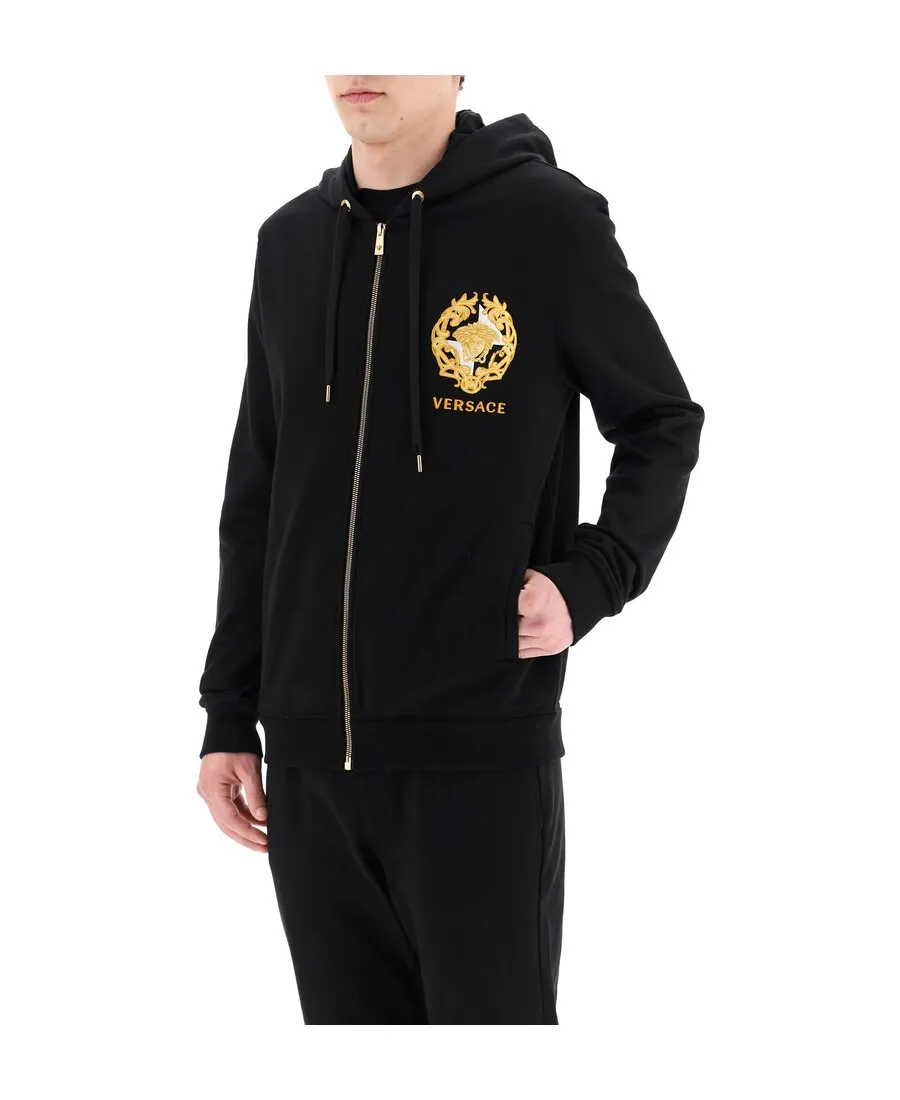 Medusa Print Detail Zip-Up Hoodie
