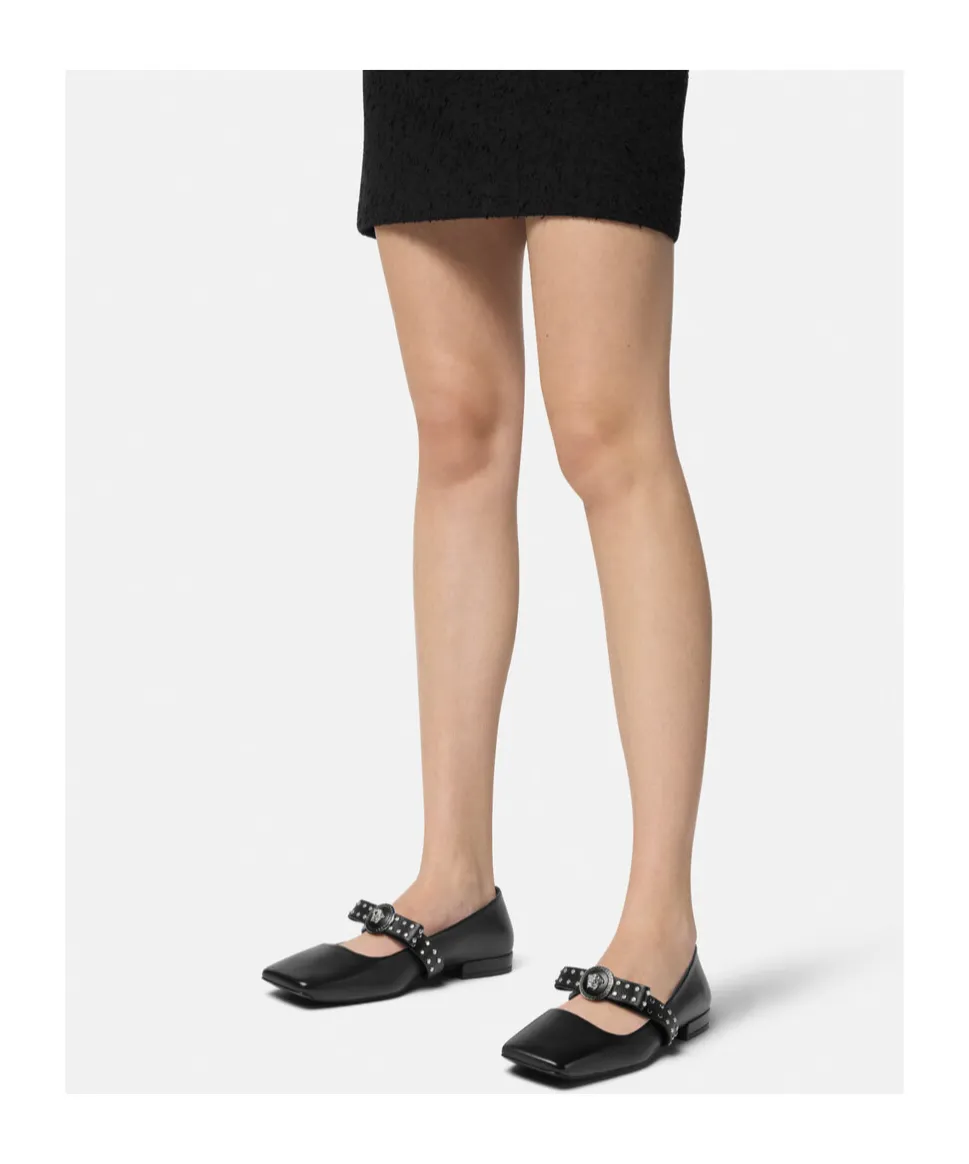 Gianni Ribbon Square-Toe Ballet Flats