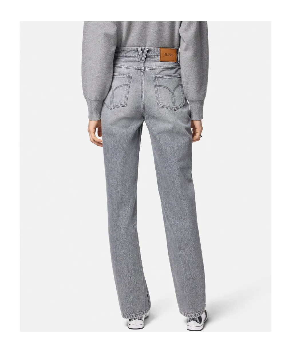 High-Waist Straight-Leg Jeans