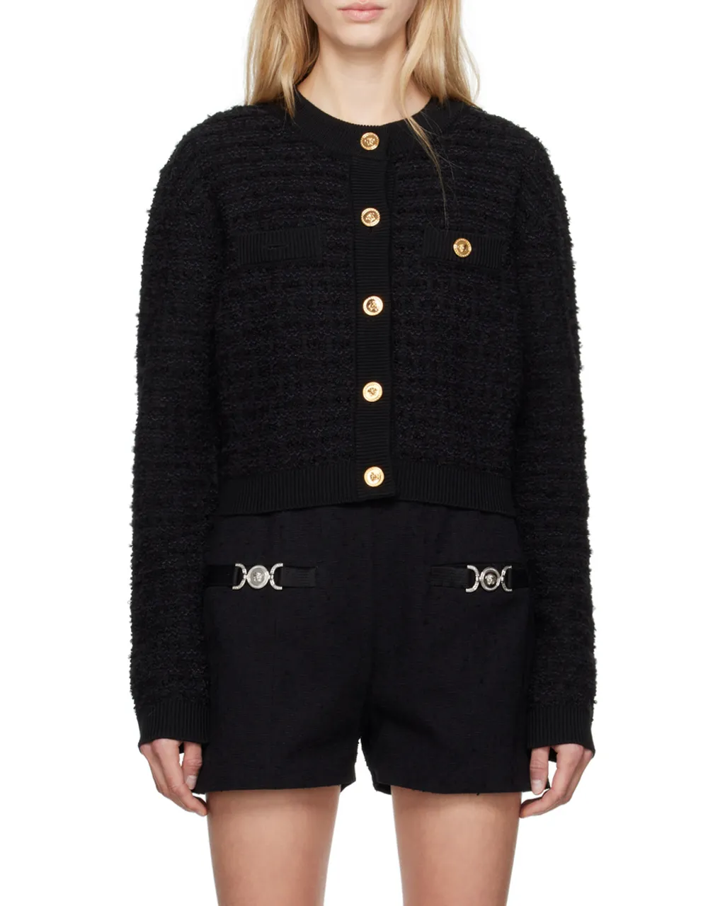 Tweed Bouclé Button-Up Jacket