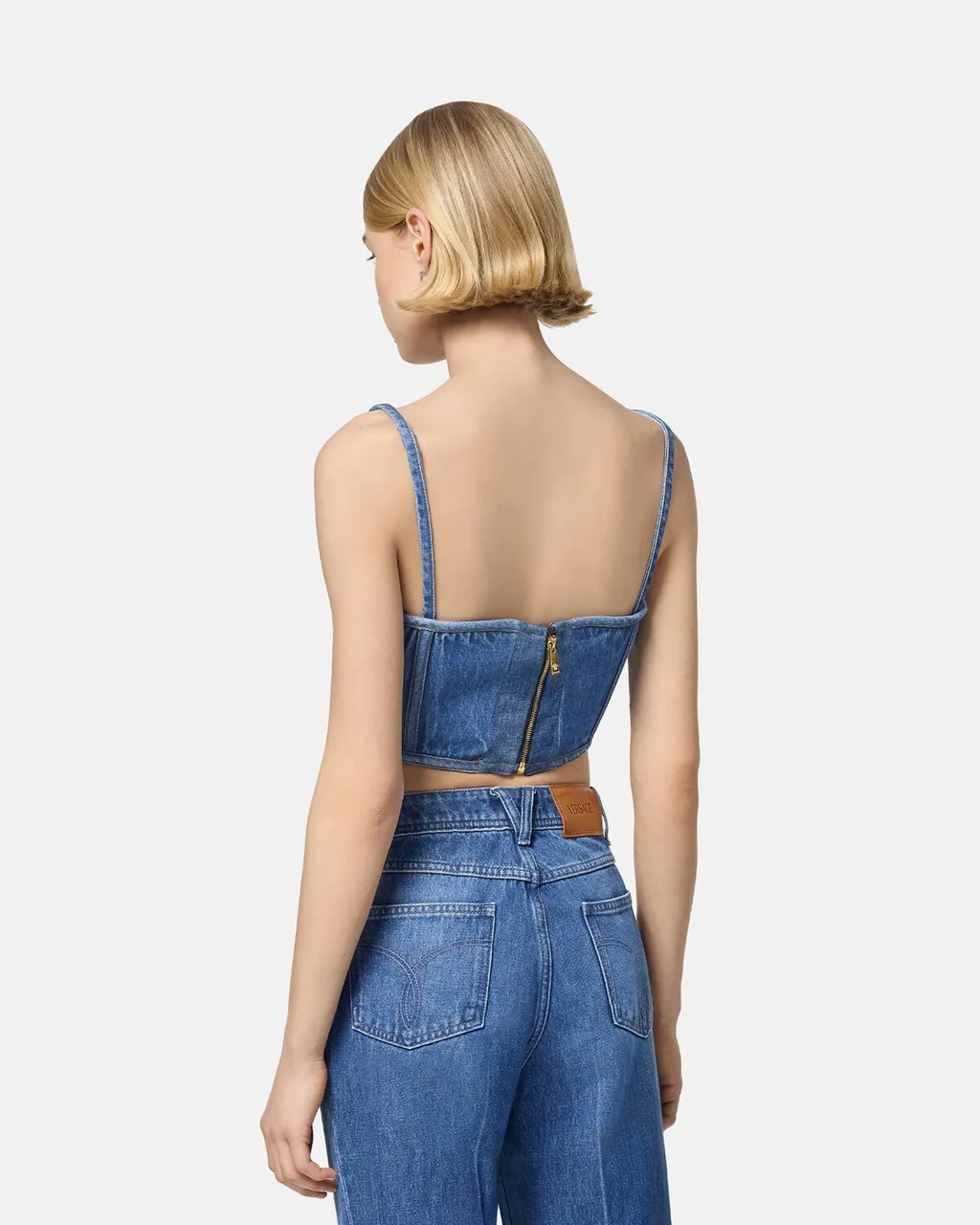 Medusa '95 Cropped Denim Corset Top
