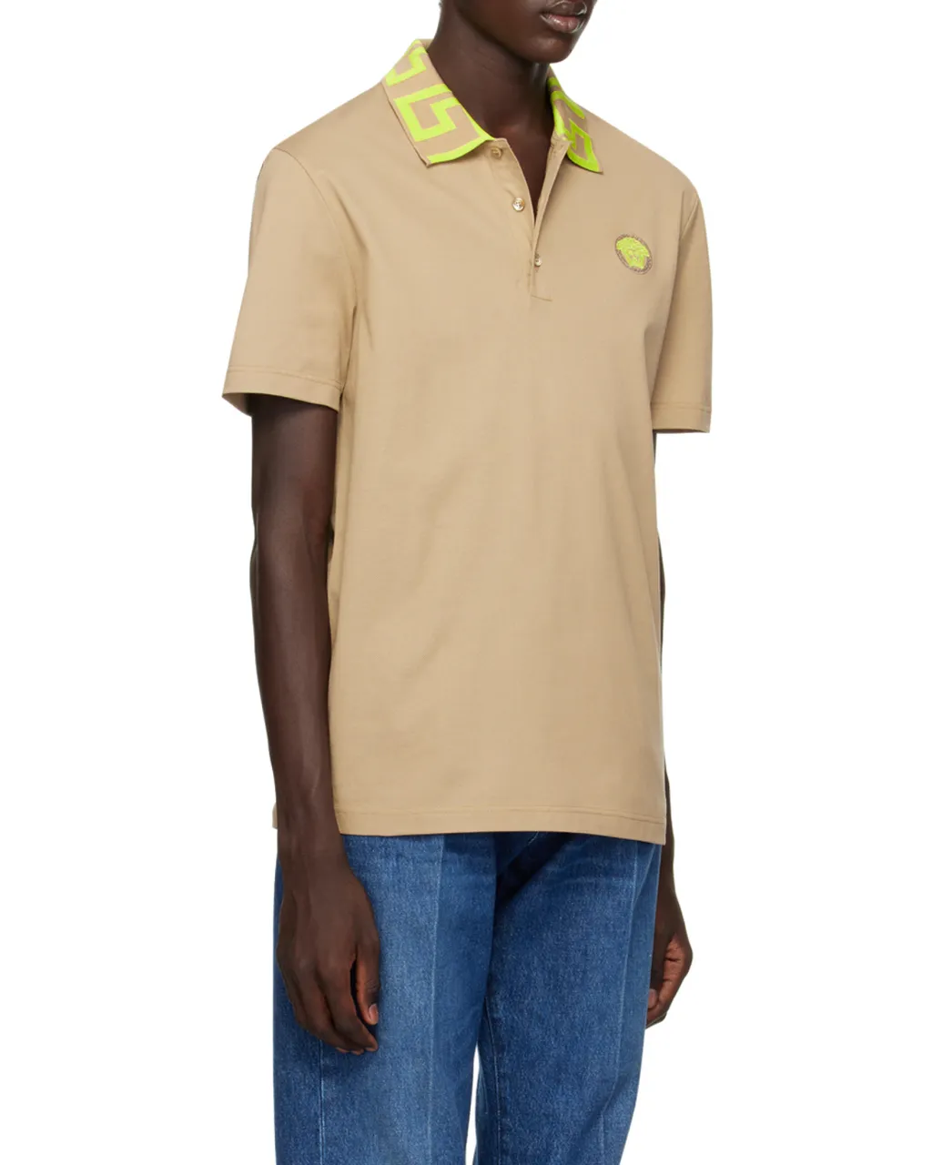 Medusa Embroidered Short Sleeved Polo Shirt