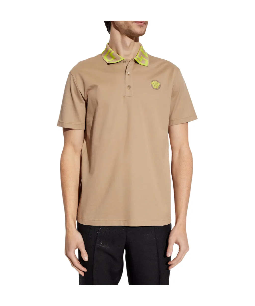 Medusa Embroidered Short Sleeved Polo Shirt