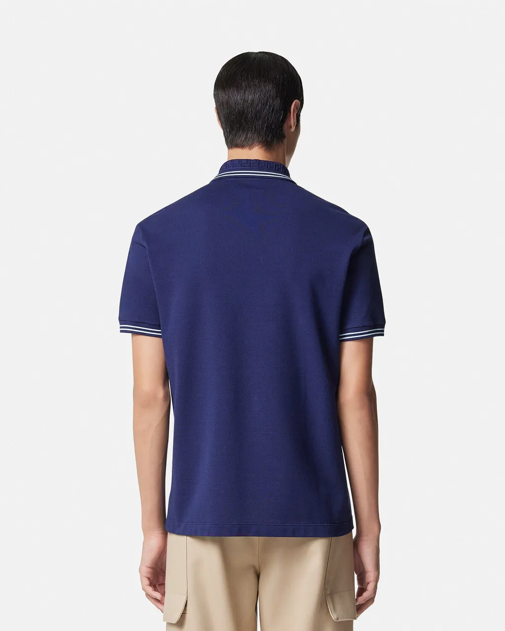 Medusa-Embroidered Short-Sleeved Polo Shirt