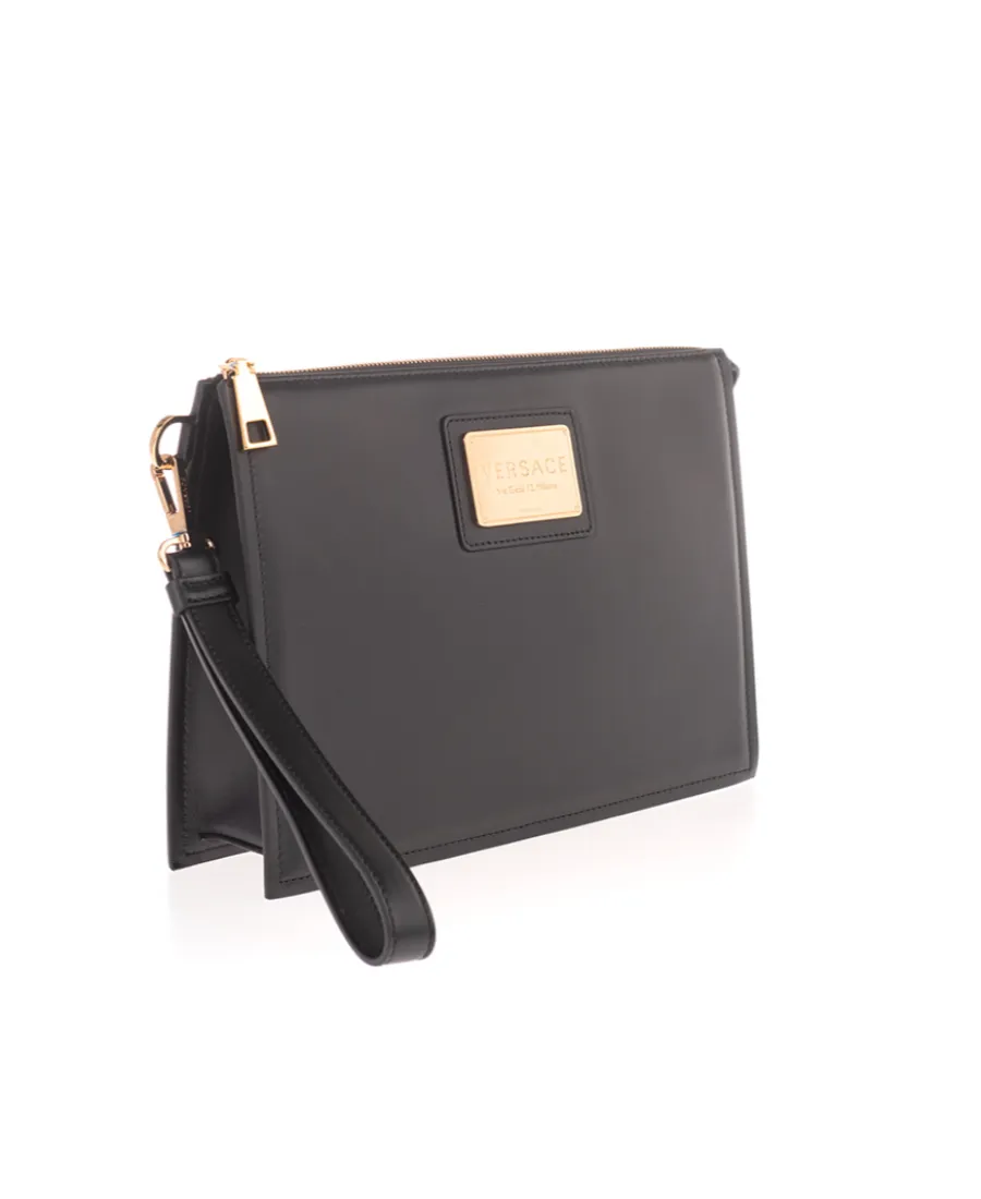 Metal Logo Zipper Handbag