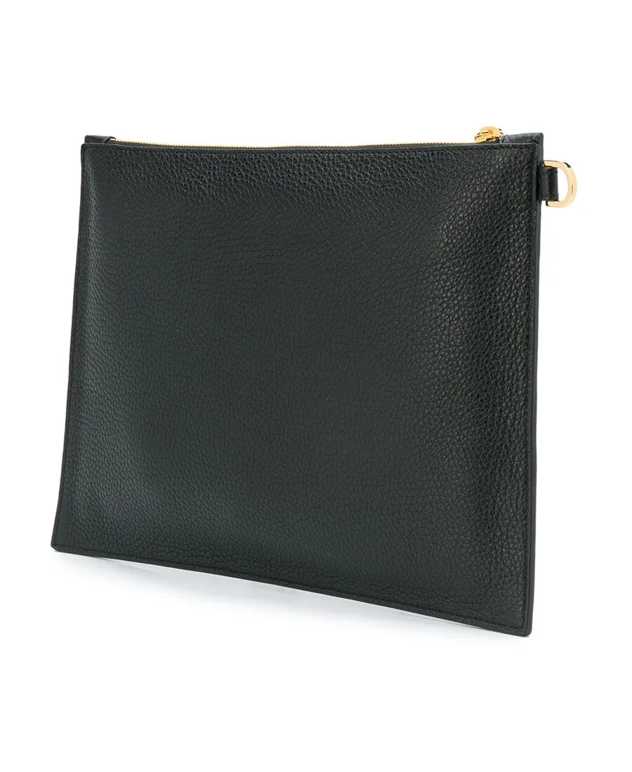 Embroidered Medusa Leather Clutch Bag