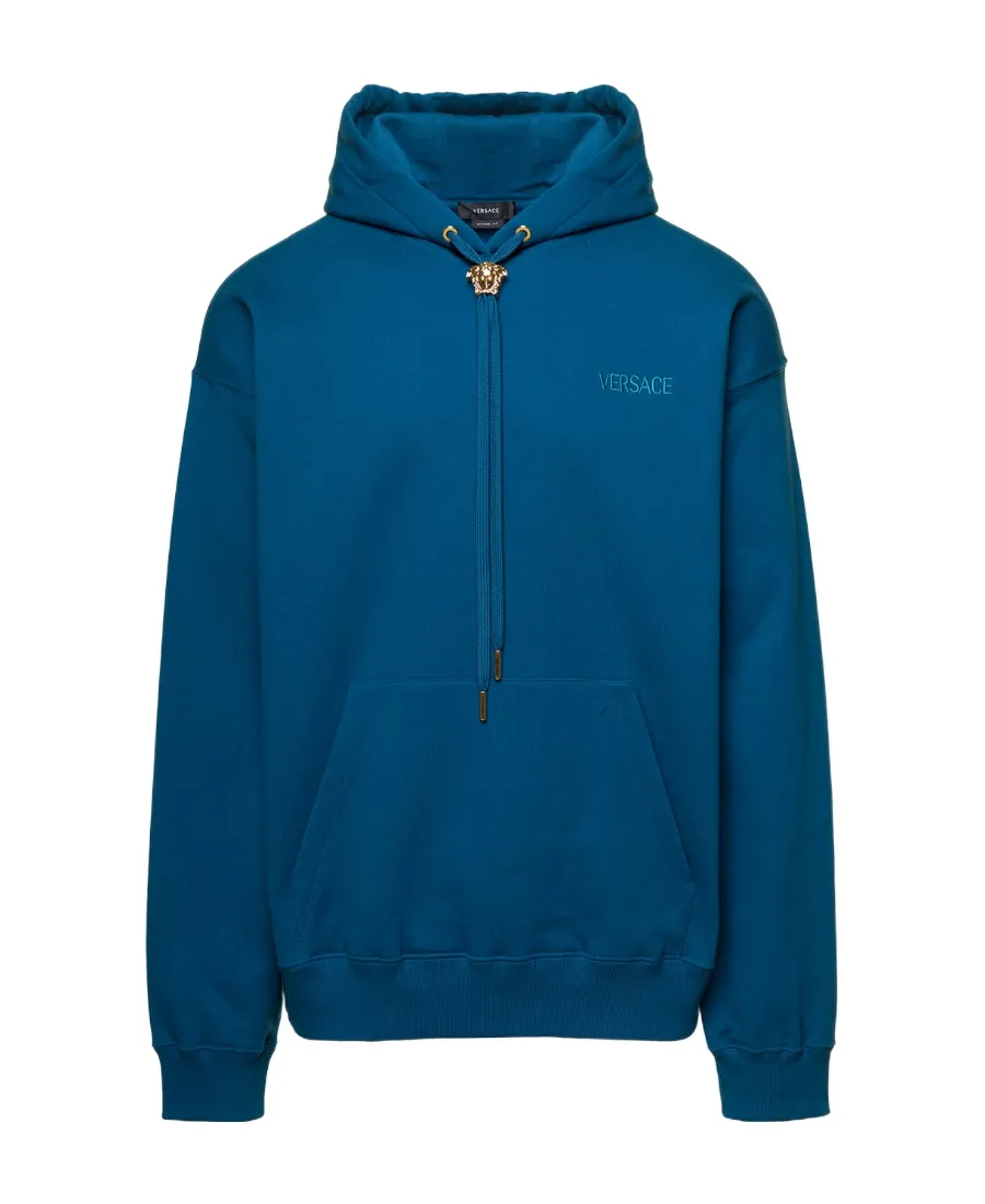 Medusa-Drawstring Rib-Trimmed Hoodie