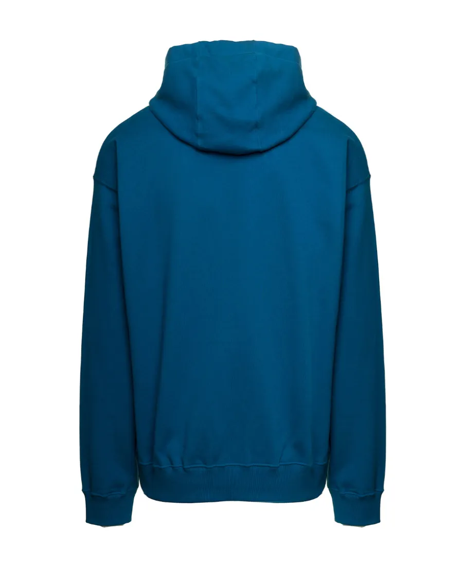 Medusa-Drawstring Rib-Trimmed Hoodie