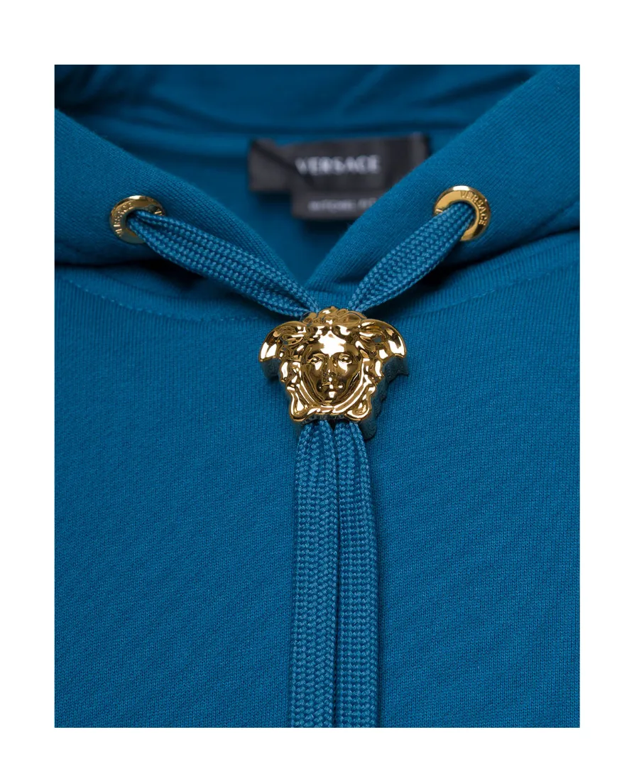 Medusa-Drawstring Rib-Trimmed Hoodie