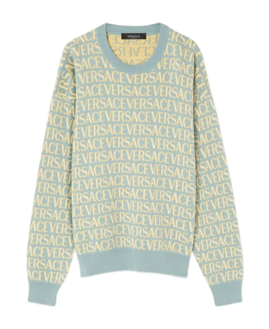 All-Over Logo Embroidered Crewneck Sweatshirt