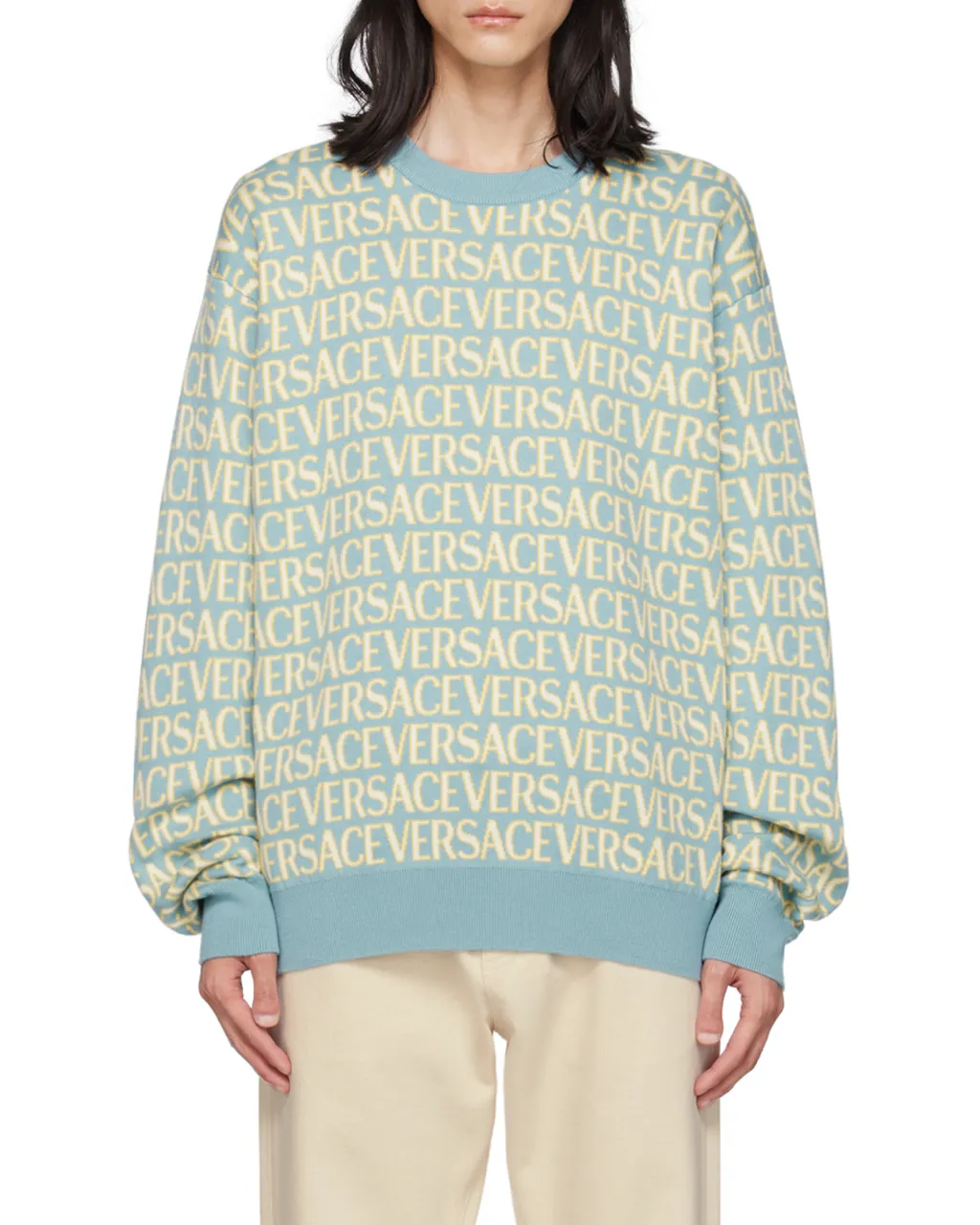 All-Over Logo Embroidered Crewneck Sweatshirt