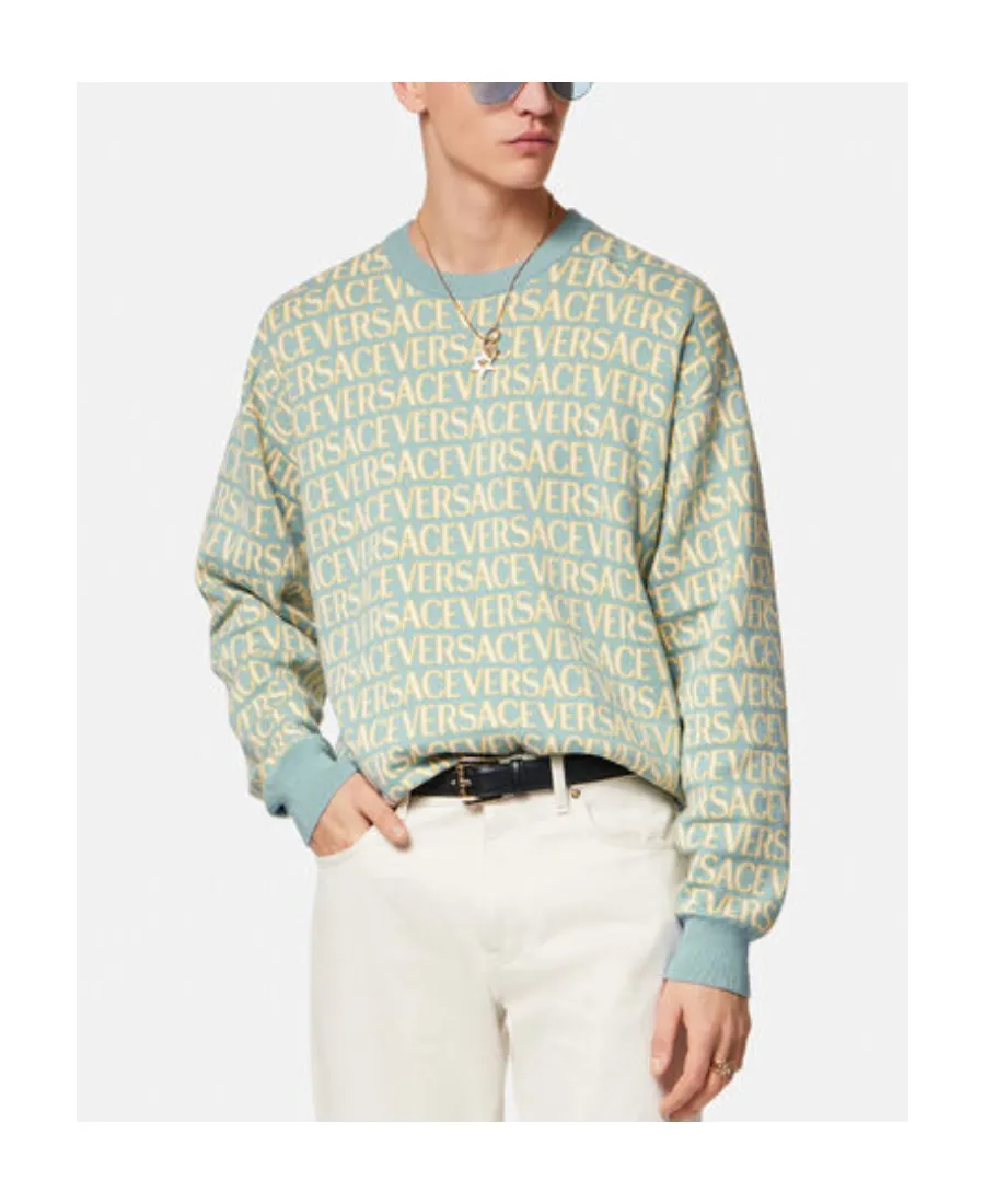 All-Over Logo Embroidered Crewneck Sweatshirt