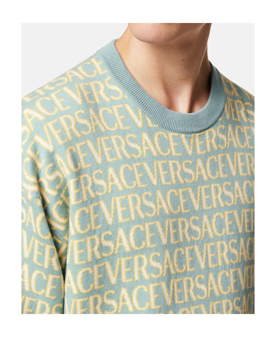 All-Over Logo Embroidered Crewneck Sweatshirt