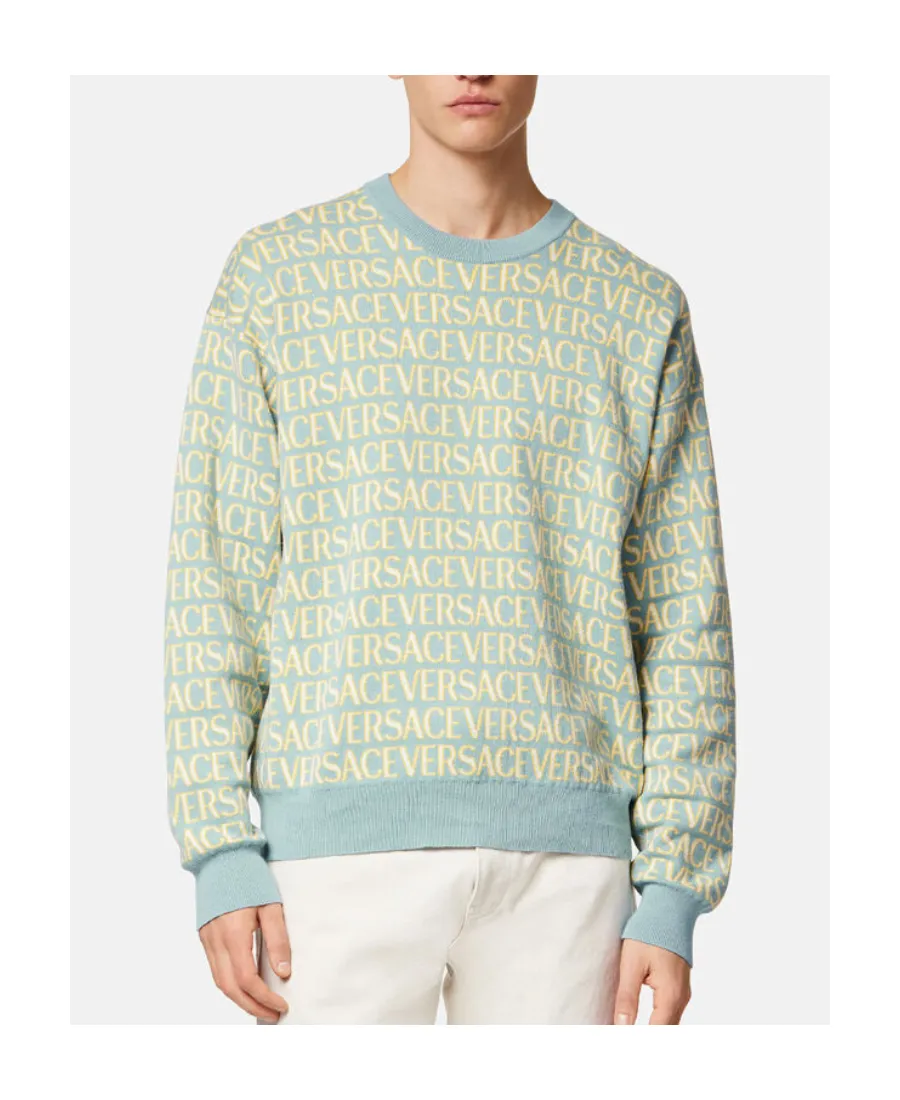 All-Over Logo Embroidered Crewneck Sweatshirt