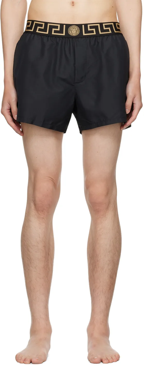 Greca Border Elasticated Waistband Swim Shorts