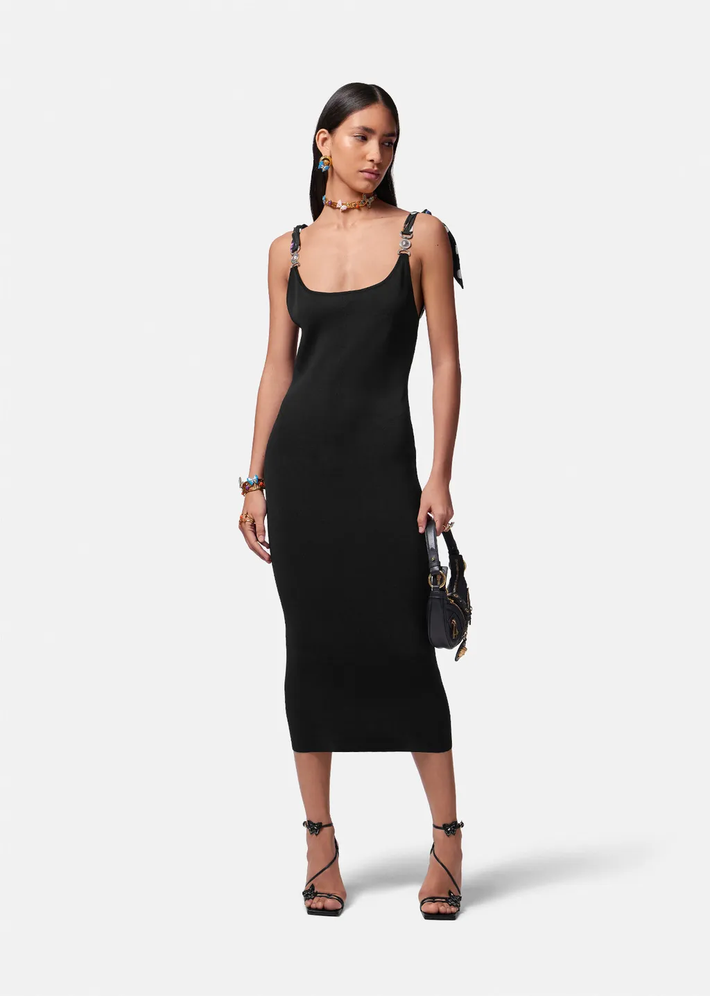 Medusa Buckled Sleeveless Midi Dress