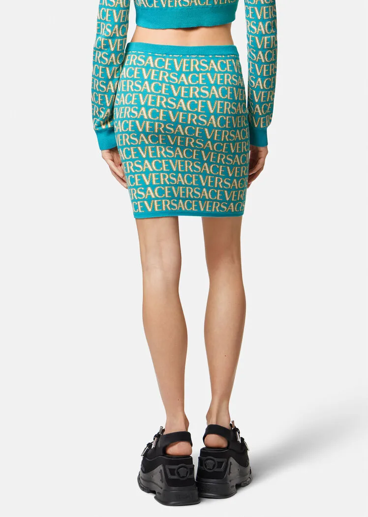 Allover Logo-Jacquard Knitted Mini Skirt