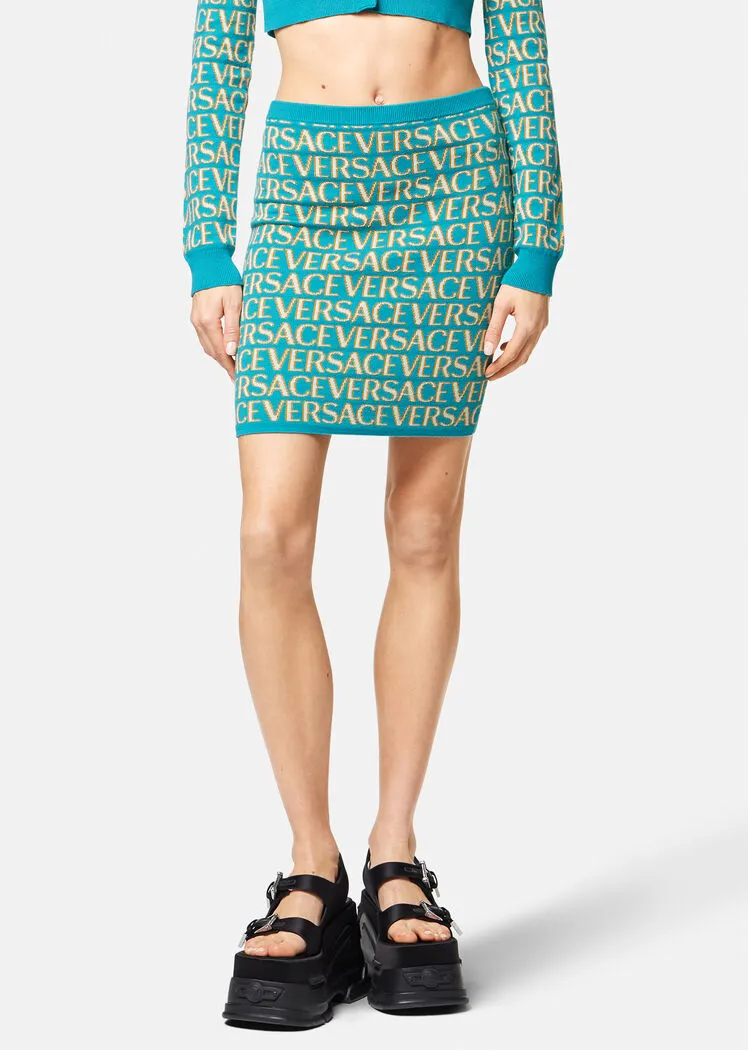 Allover Logo-Jacquard Knitted Mini Skirt