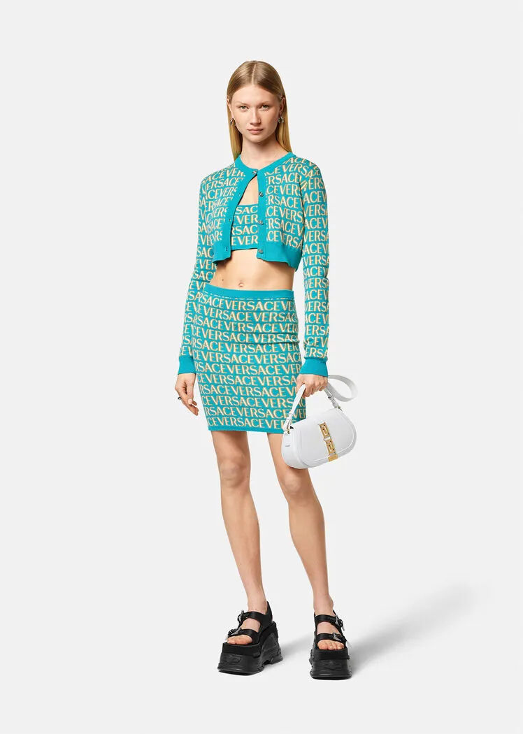Allover Logo-Jacquard Knitted Mini Skirt