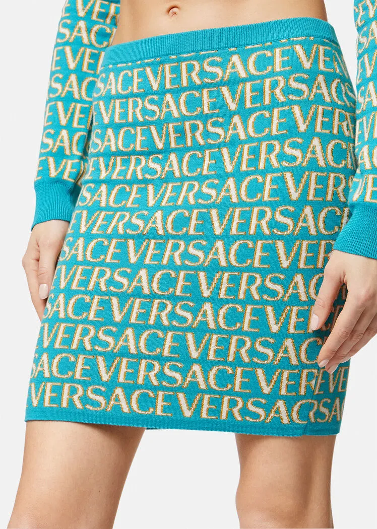 Allover Logo-Jacquard Knitted Mini Skirt