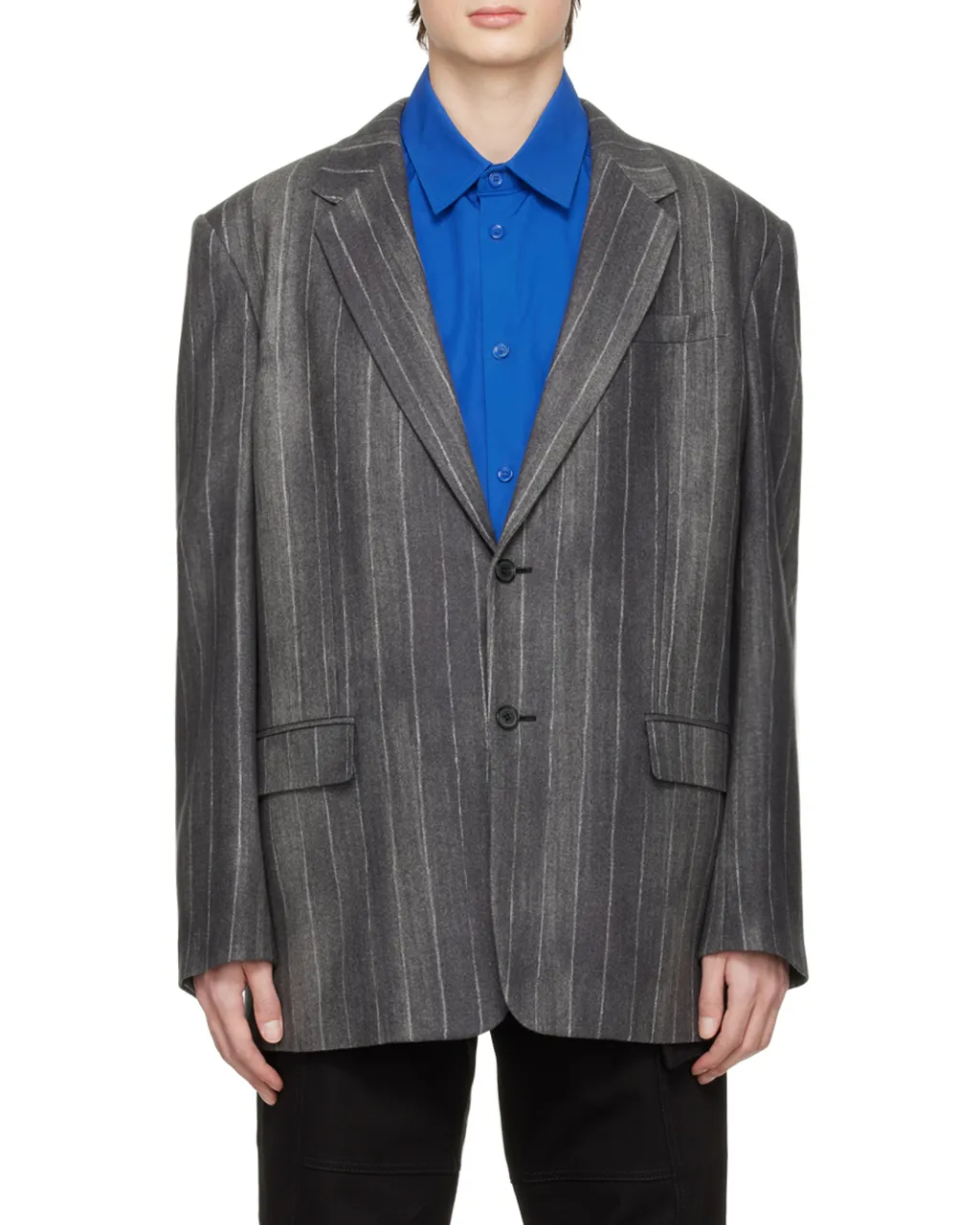 Single Breasted Striped Long Sleeved Blazer