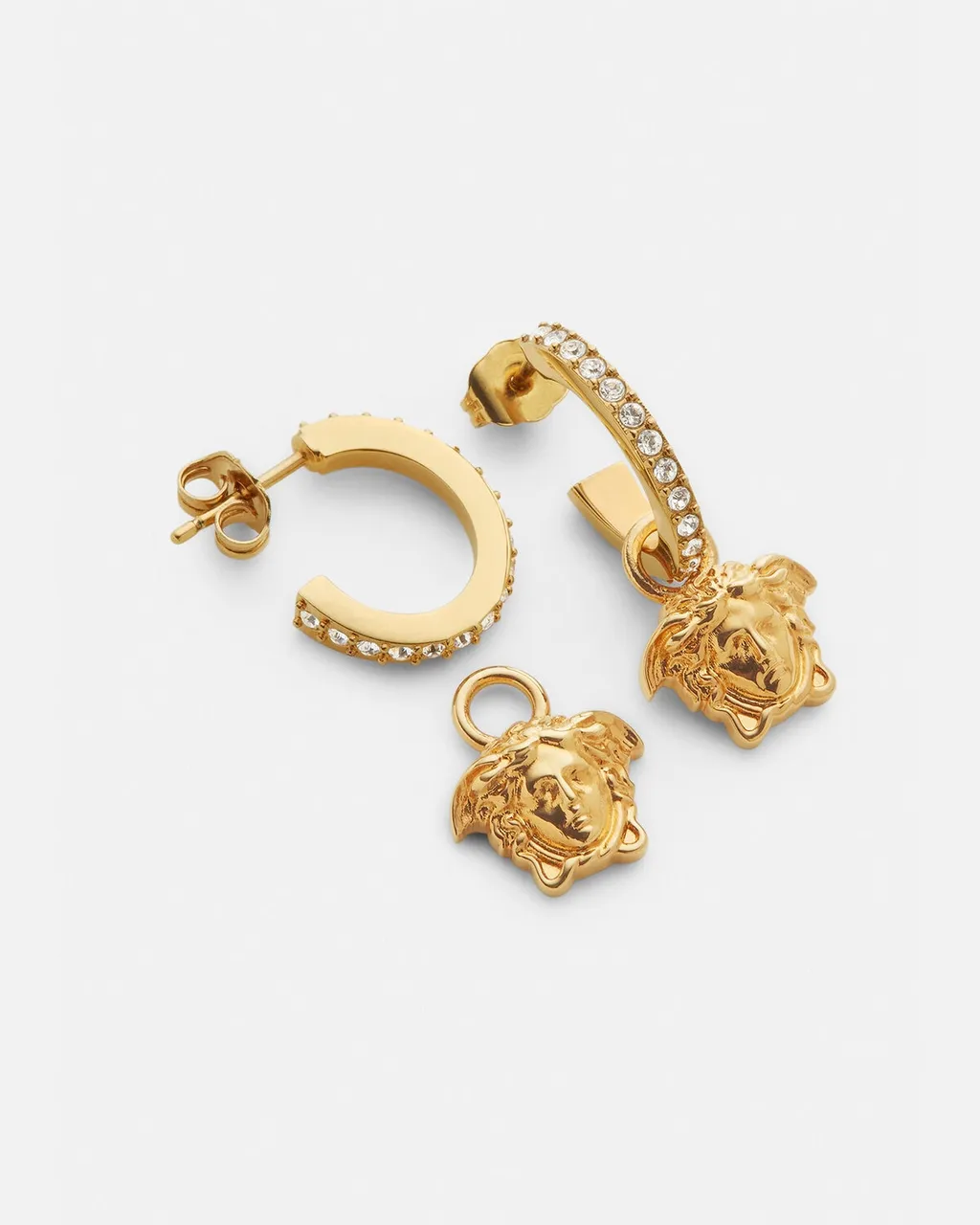 Medusa Pendant Embellished Hoop Earrings