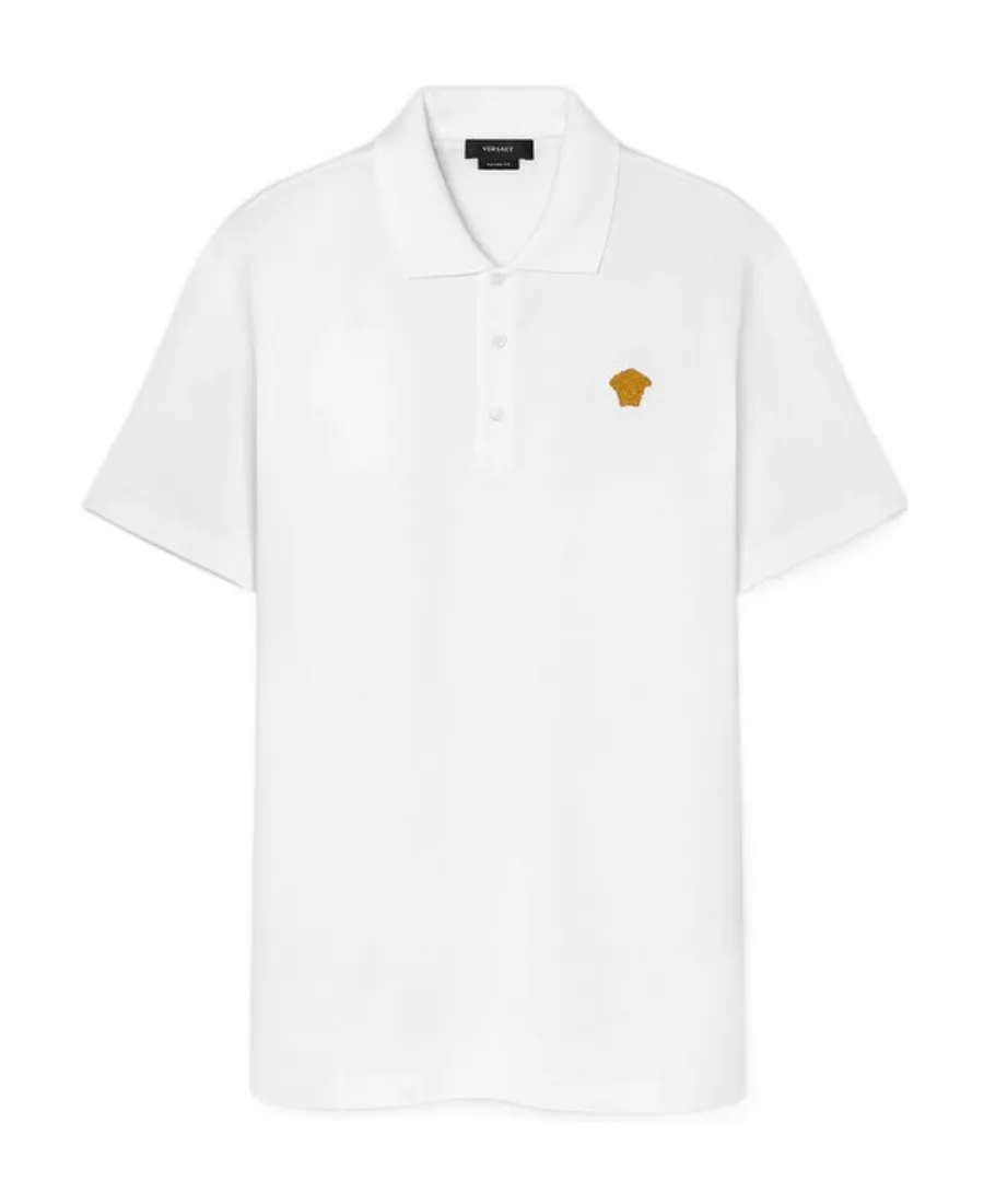 Medusa Logo Embroidered Short-Sleeved Polo Shirt