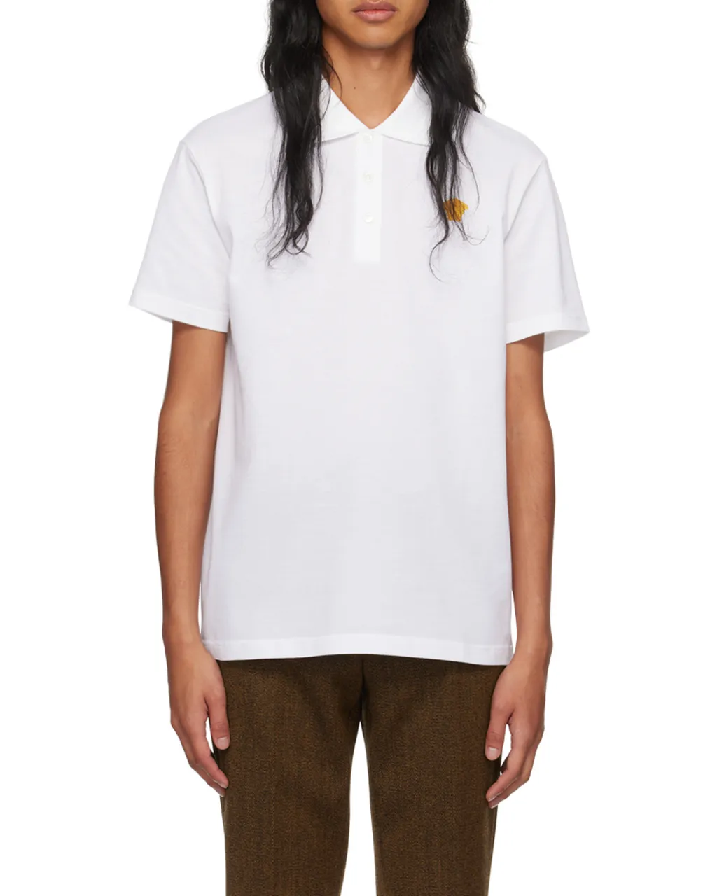 Medusa Logo Embroidered Short-Sleeved Polo Shirt