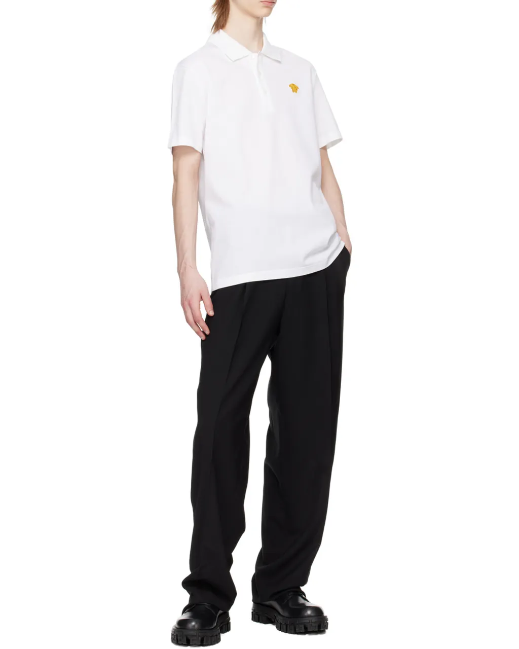 Medusa Logo Embroidered Short-Sleeved Polo Shirt