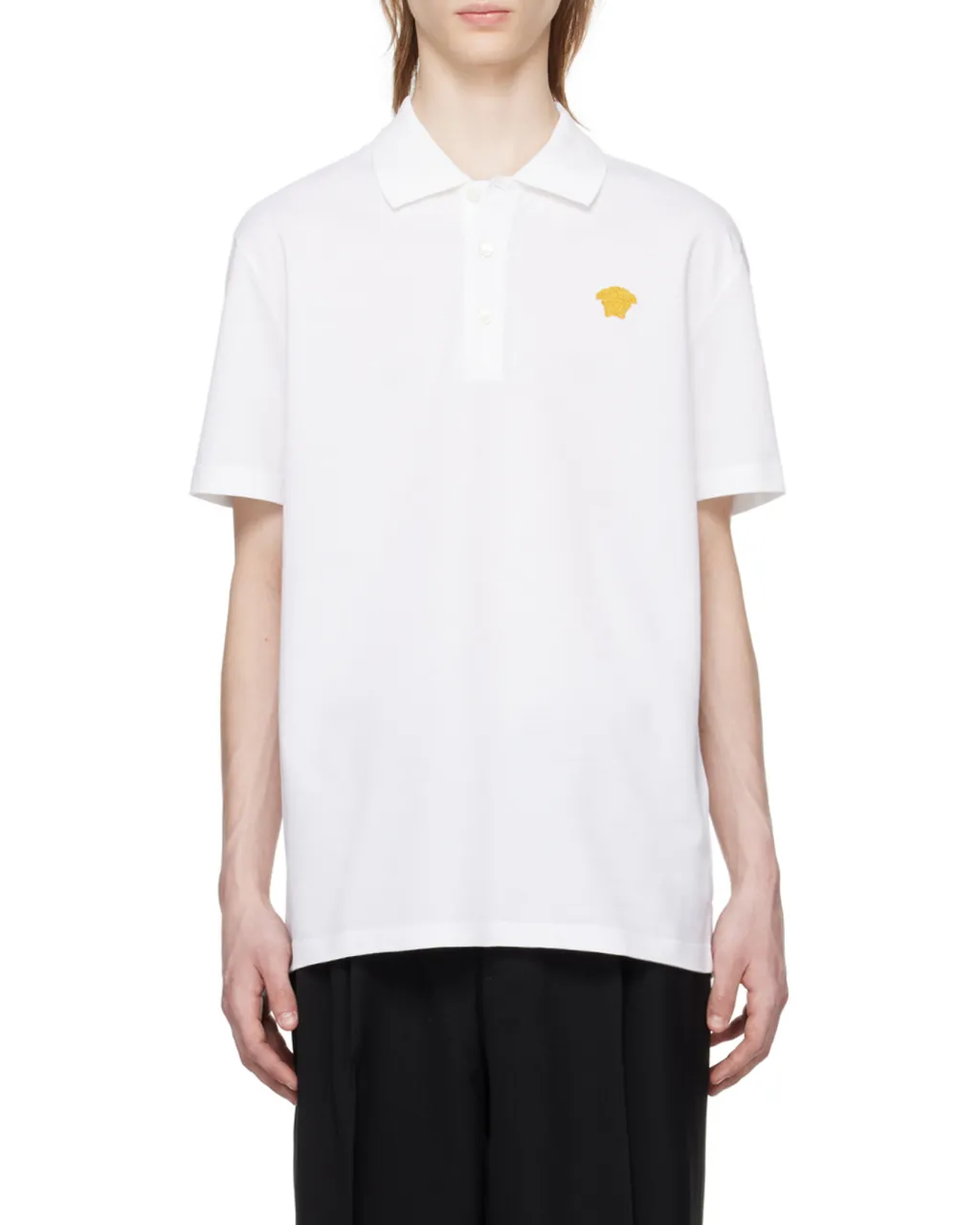 Medusa Logo Embroidered Short-Sleeved Polo Shirt