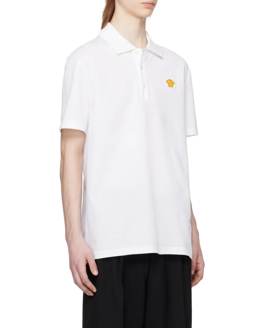 Medusa Logo Embroidered Short-Sleeved Polo Shirt
