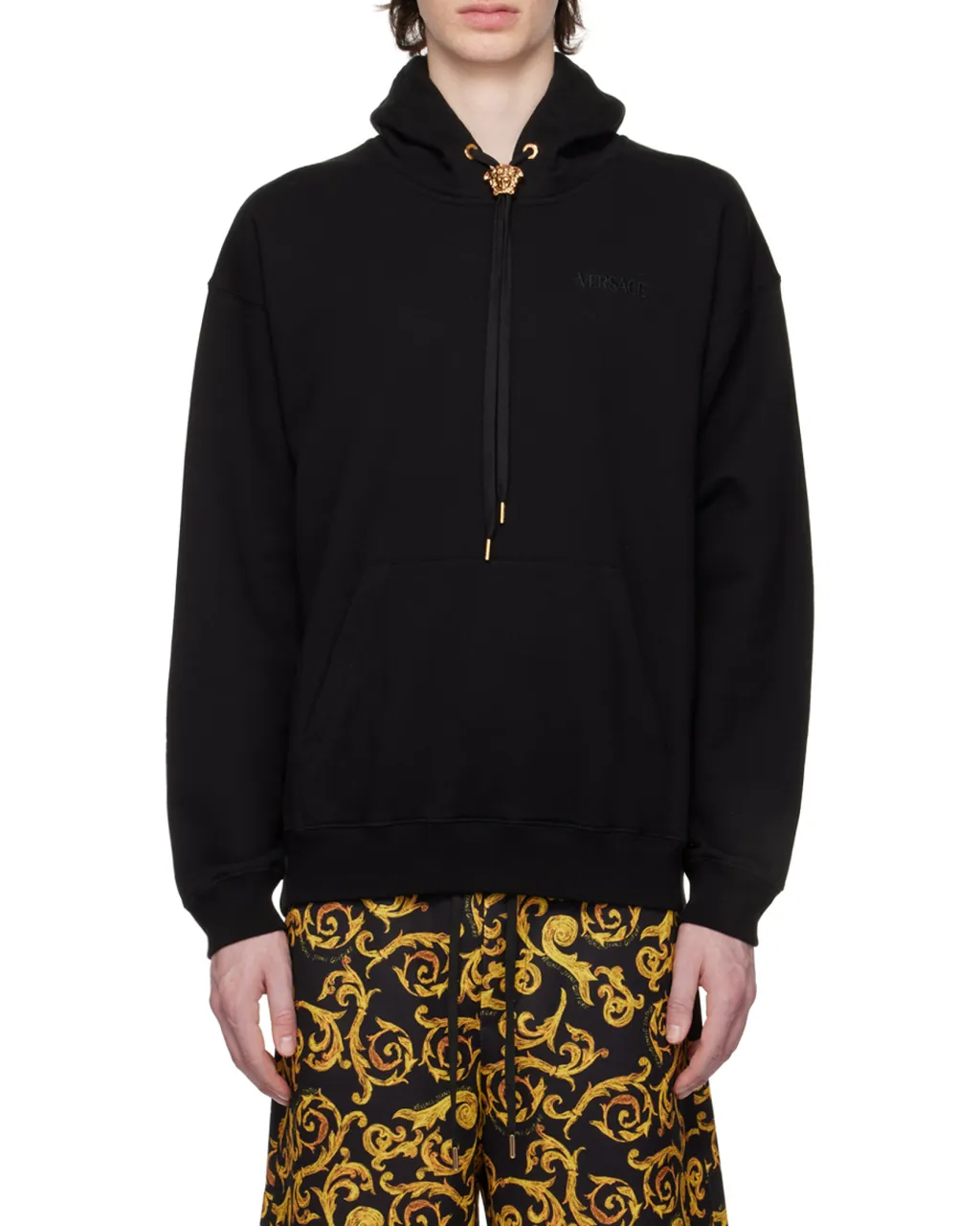 Medusa Head Detailed Drawstring Hoodie