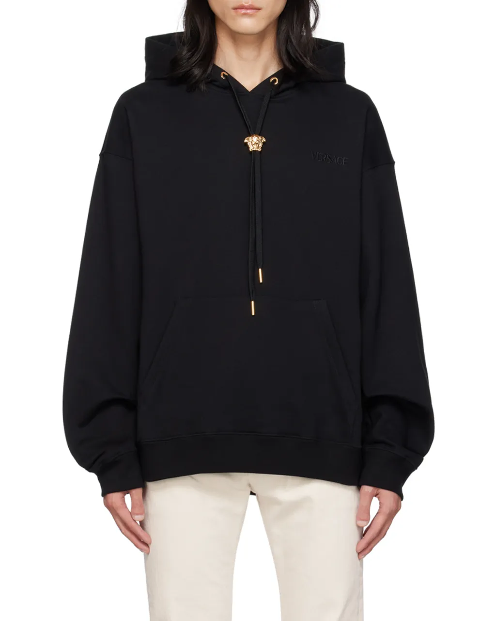 Medusa Head Detailed Drawstring Hoodie