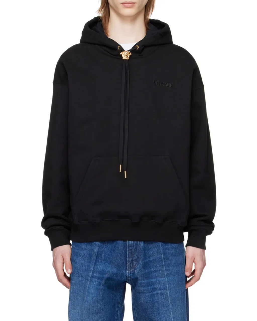 Medusa Head Detailed Drawstring Hoodie